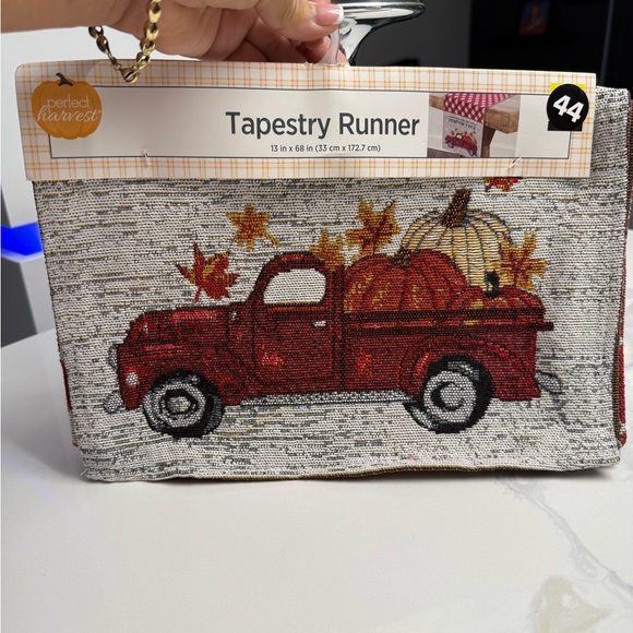 Other - Tapestry Runner Red truck with fall theme 13x68 nwt